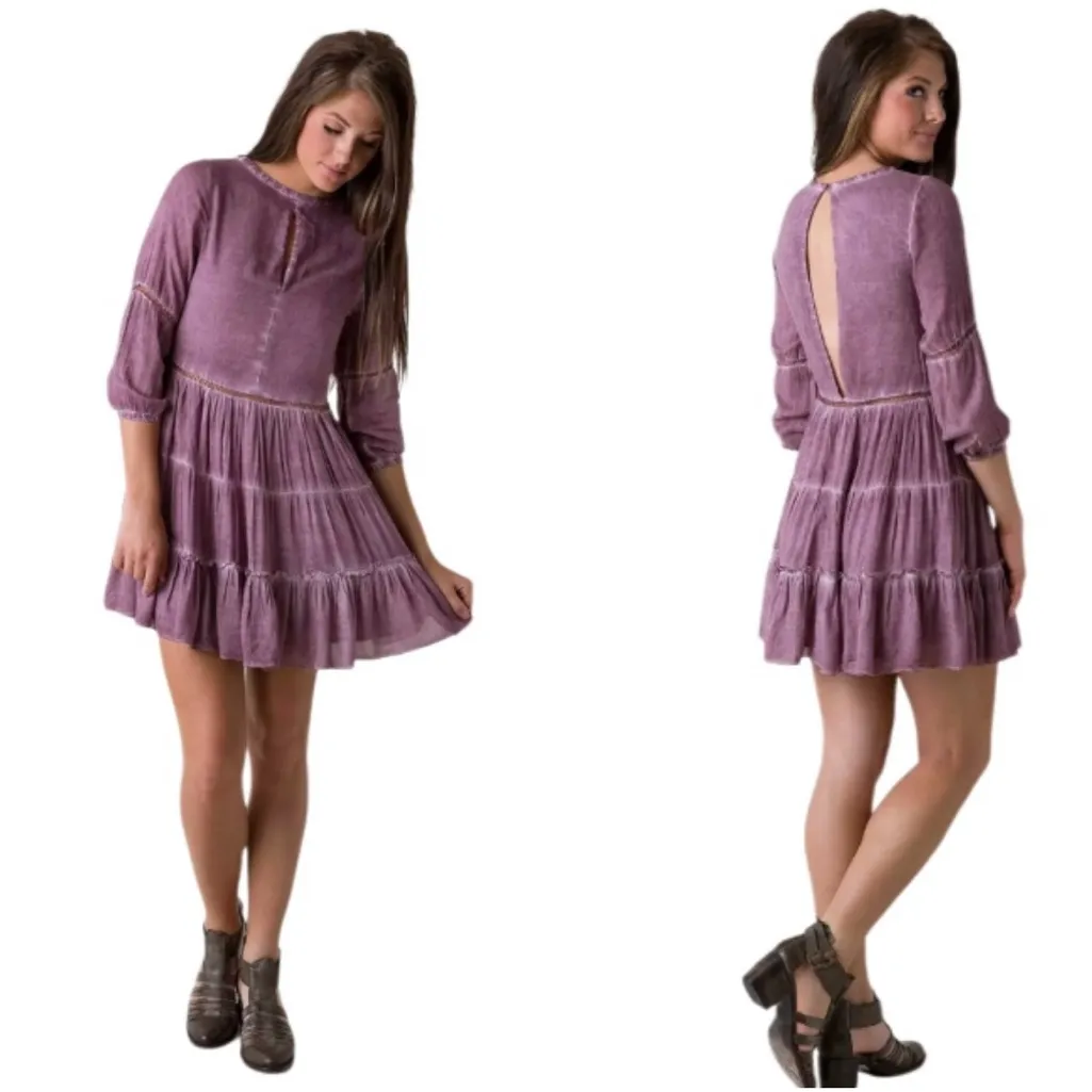 SEA GYPSIES Forever Flounce Dress Dress Purple Plum Boho Mini Size Large NEW - Image 11