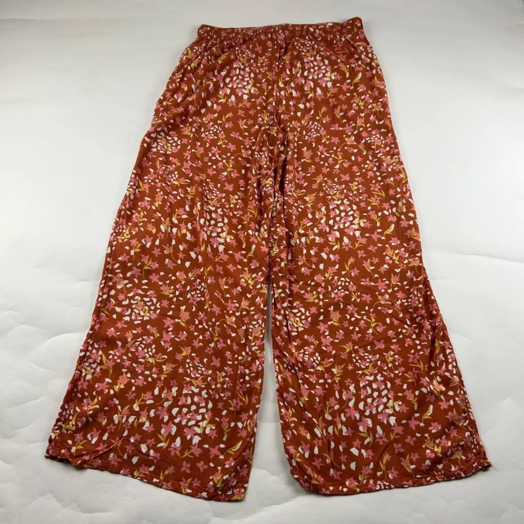 Roxy Rust Floral Lightweight Challis Wide Leg Pant XL - Image 6