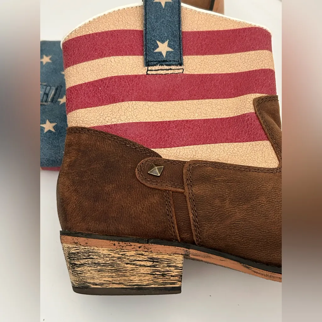Sterling River American Flag Boots Brown Red Blue Size 8 - Image 14