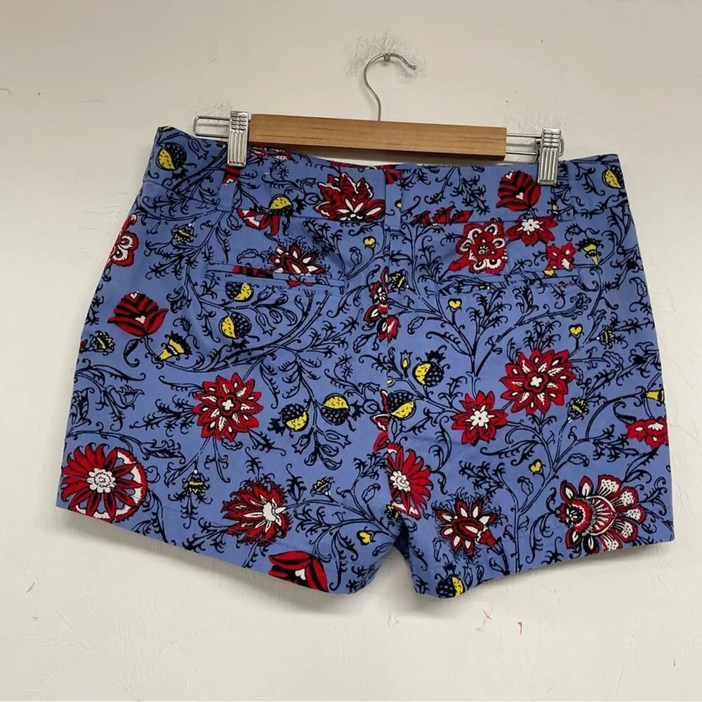 Loft Blue Floral 4in Chino Shorts Dress Shorts Womens 6 Red Yellow Boho Coquette - Image 7