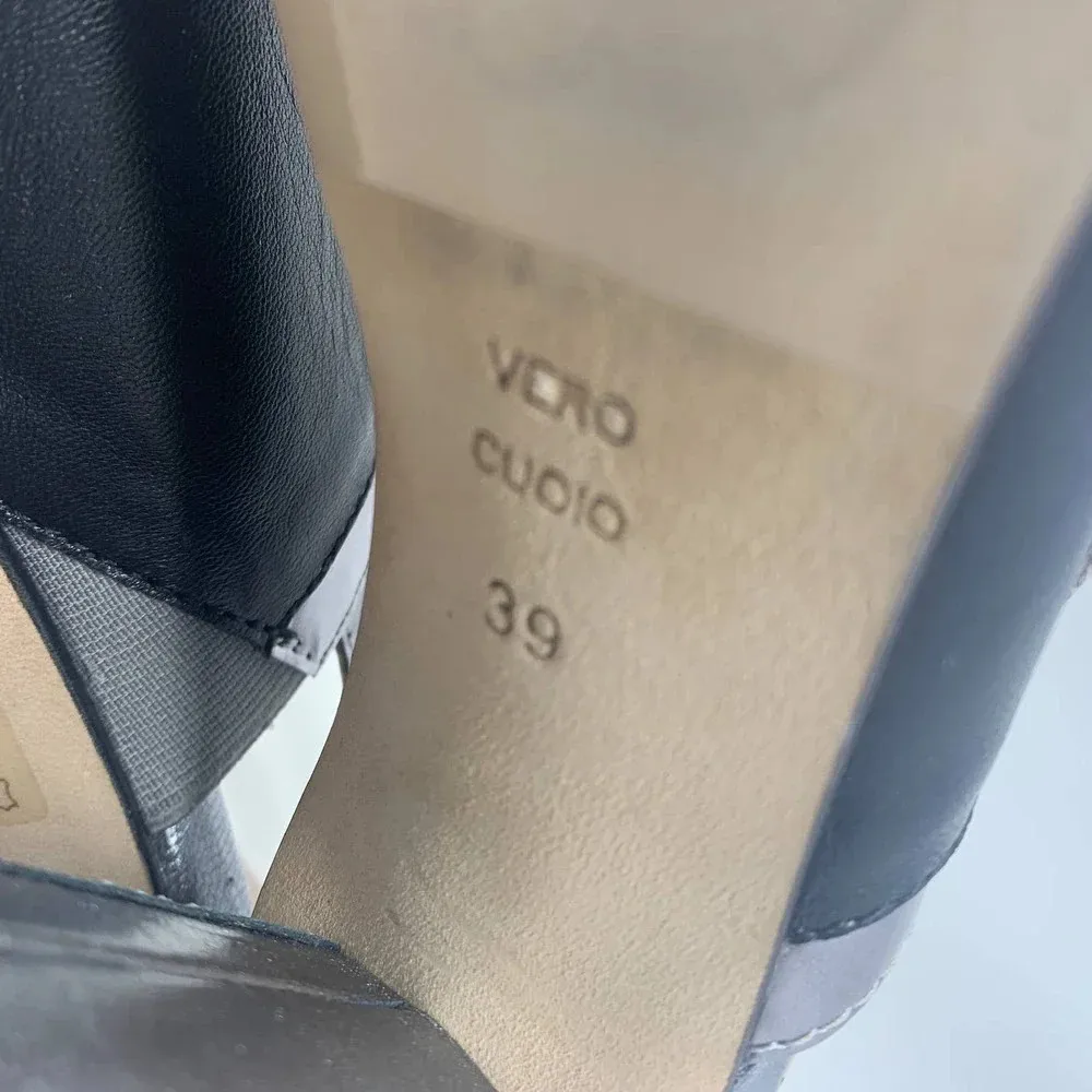 Ouigal Metallic Slingback‎ Heels Black Silver Size 8.5 - Image 11