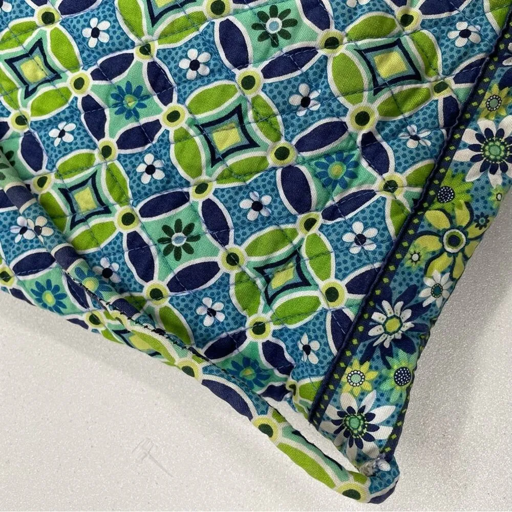 Vera Bradley Green & Blue Floral Fabric Backpack Bag Drawstring Boho Daisy - Image 5