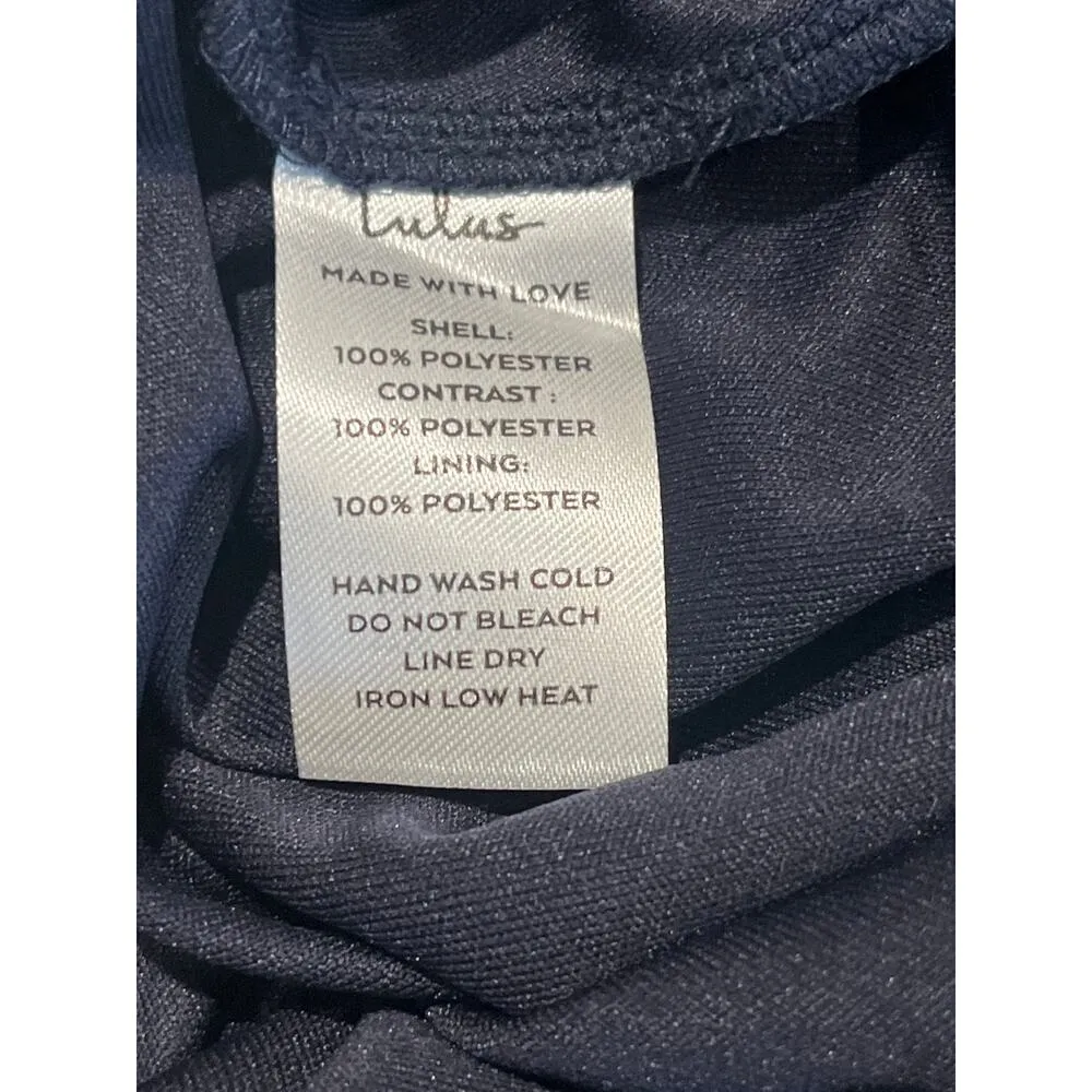 Lulus Lover's Game Navy Lace Skater Mini Dress Size XS Romantic Coquette Halter - Image 9