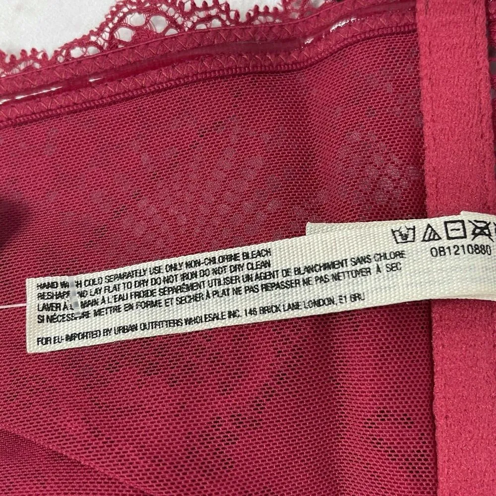 Free People Intimately Bandeau Bra Lacey Looks Burgundy X-Small XS Strapless New - Image 9