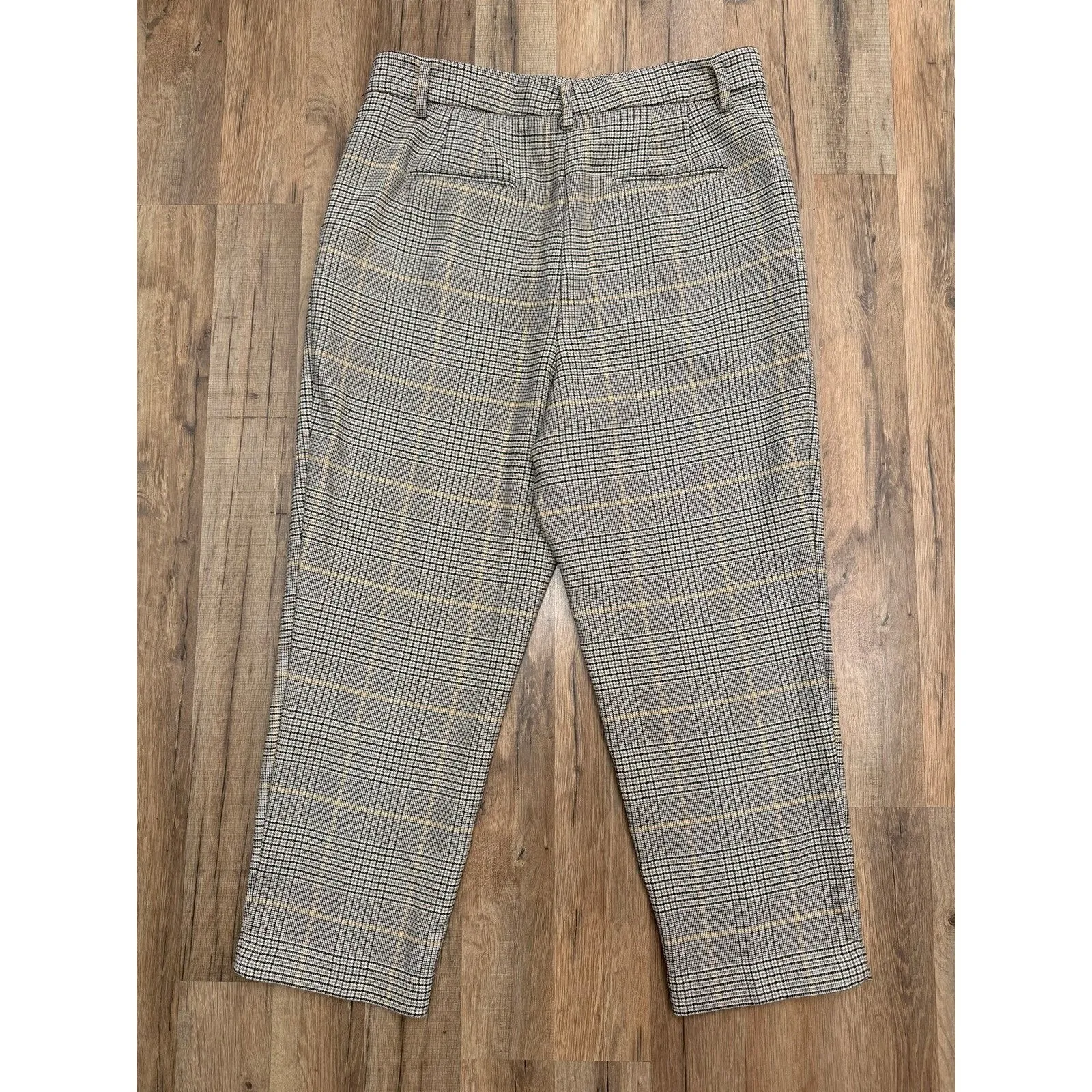 Ann Taylor Plaid Ankle Pants Women Size 14 Beige Black Career Stretch - Image 4