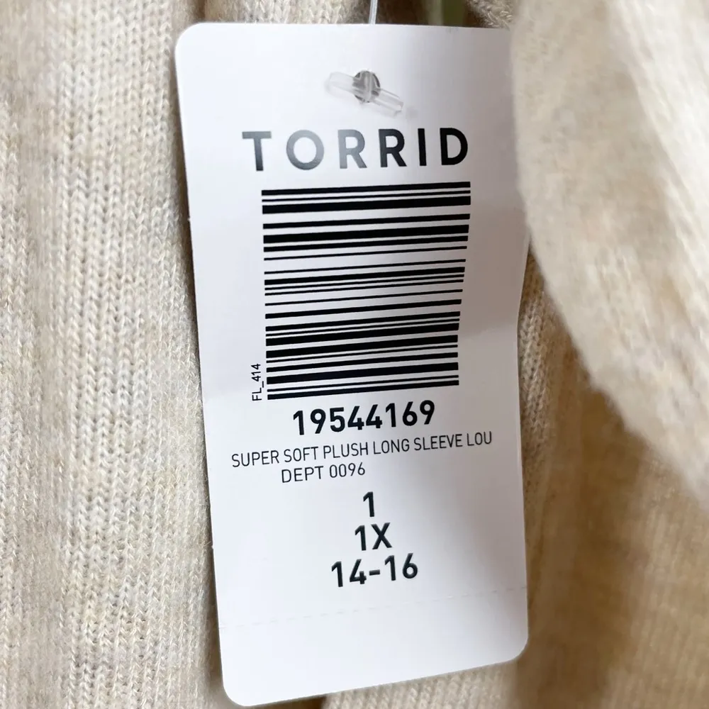 NEW Torrid Super Soft Plush Long Sleeve Lounge Hoodie Oatmeal Heather Stripe 1X - Image 7