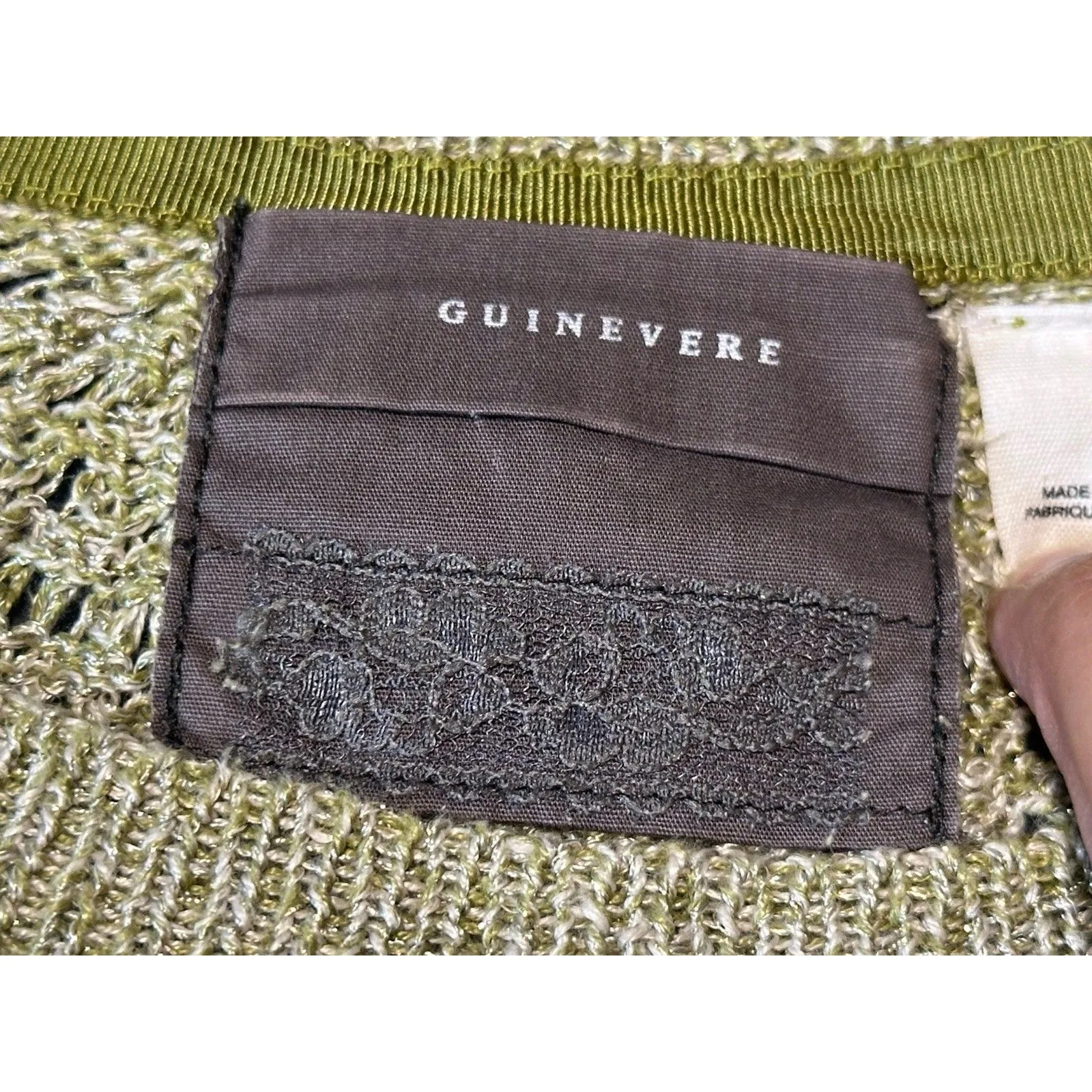 Anthropologie Guinevere Hemp Metallic Sweater Gold Sheer Open Knit Size M - Image 6