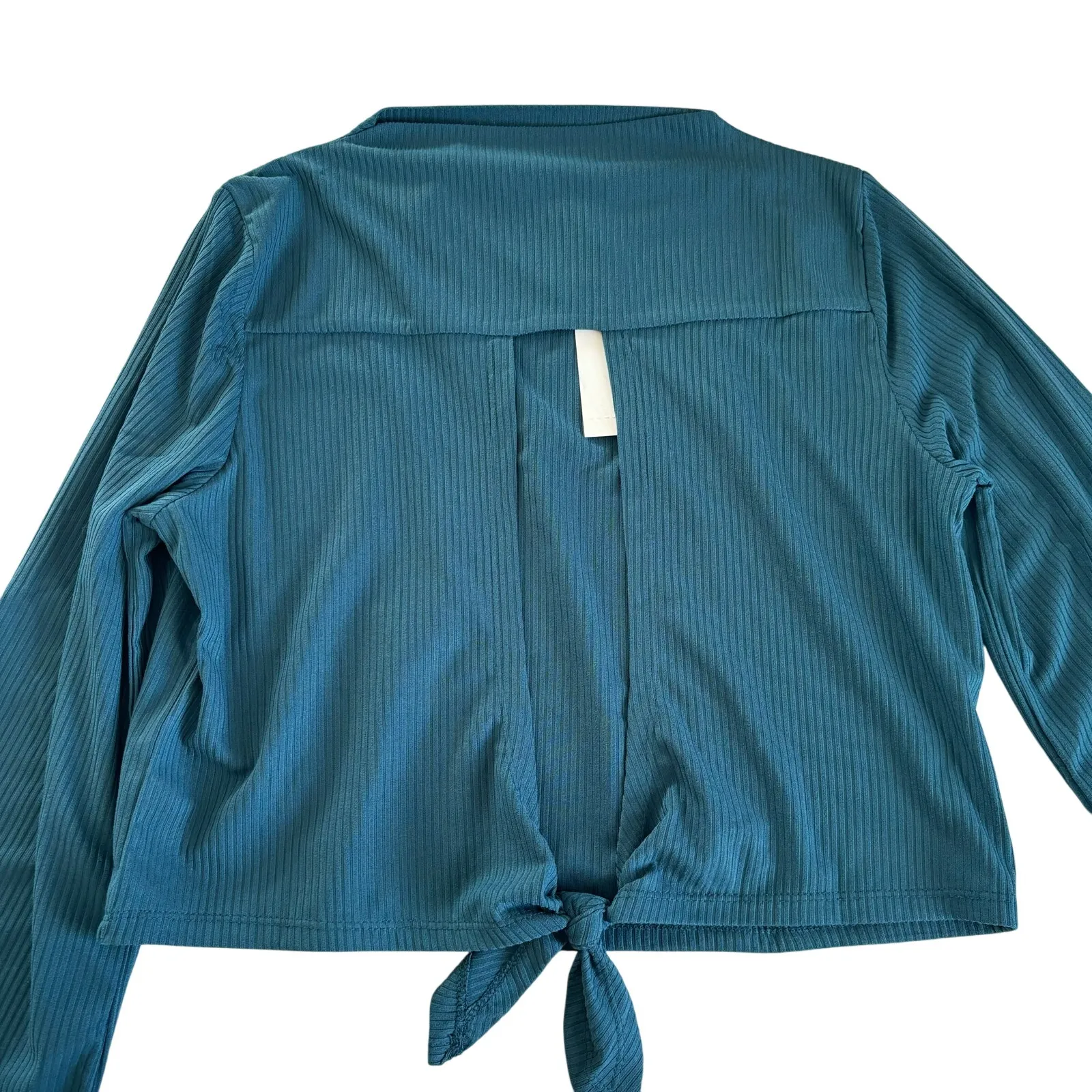 Band of the Free Deep Teal High Neckline Flared Long Sleeve Blouse Size Medium Green - Image 6