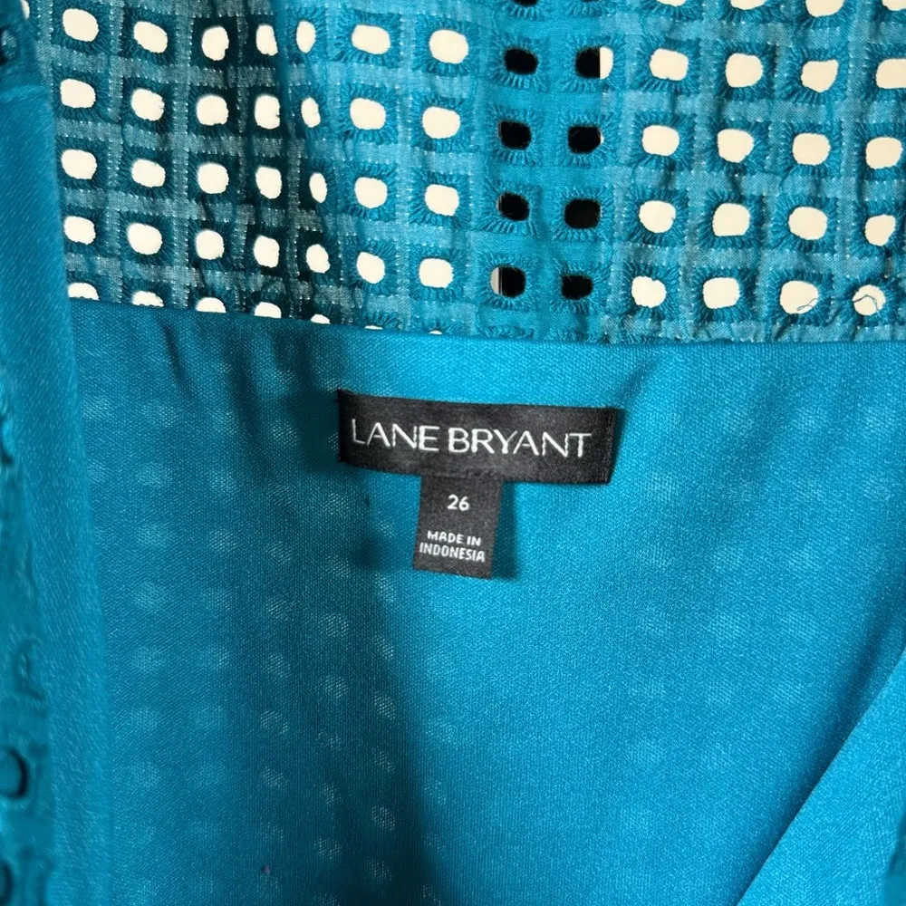 Lane Bryant Dress Eyelet Lace Midi Dress Plus Size 26 Blue Sleeveless Spring - Image 5