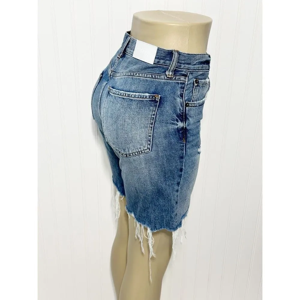 Pistola Women's Blue Medium‎ Denim Wash Frayed Distressed Raw Hem Long Short 25 - Image 12