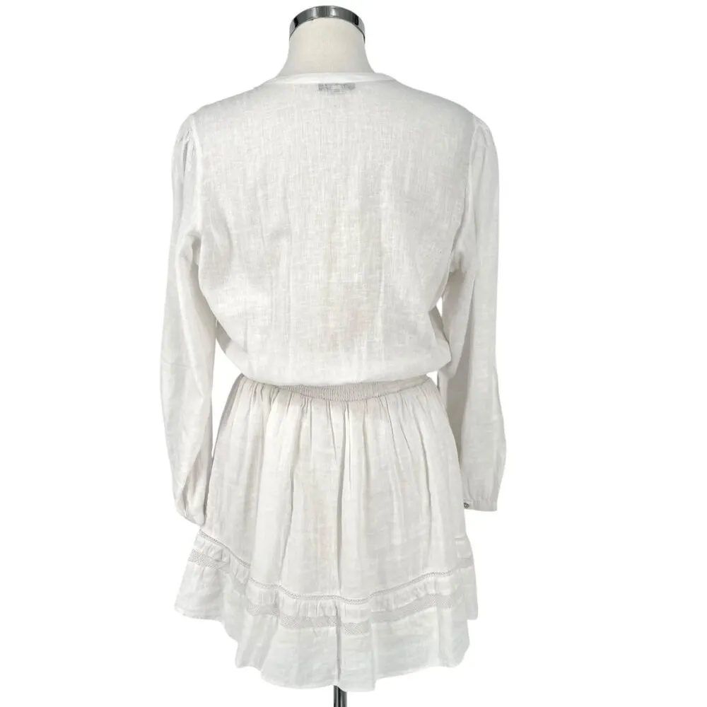 Rails Jasmine White Lace Detail Mini Dress Long Sleeve A-Line Size Small - Image 8