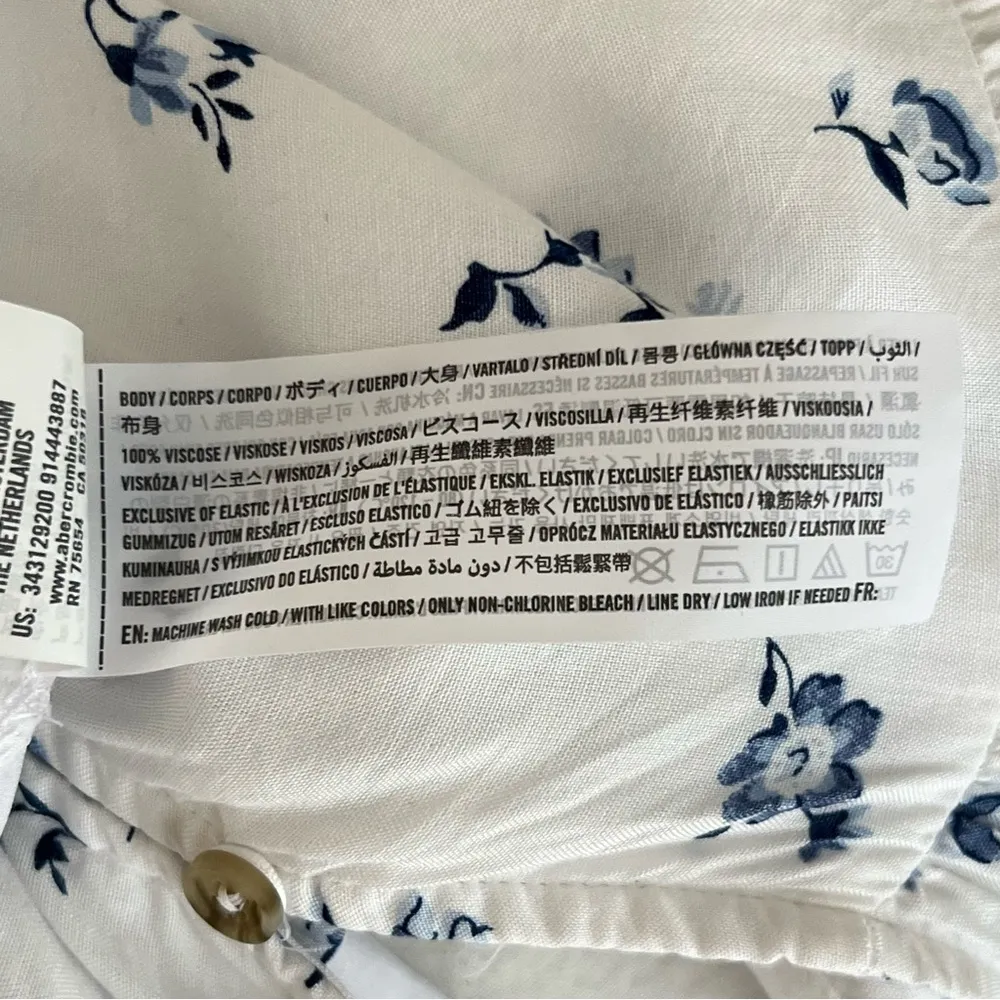 Hollister Tiered Floral Maxi Skirt Size S White High-Low Ruffled Boho Cottage - Image 9