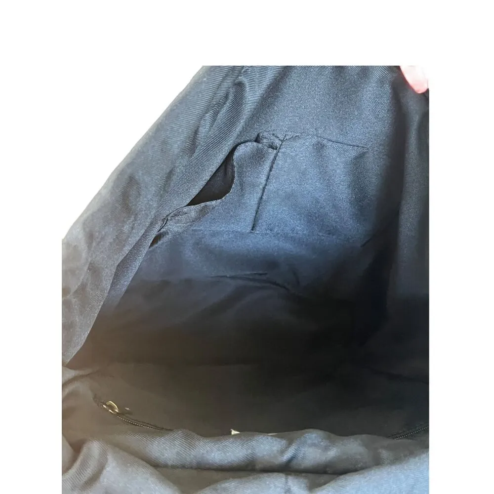 Universal Threads Black Faux Leather Backpack Flap Pocket Drawstring 16" NWOT - Image 7