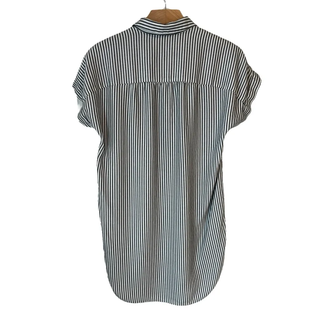 Madewell Shirt Dress Women's Size S Gray White Striped Short Sleeve 100% Viscose - Image 6