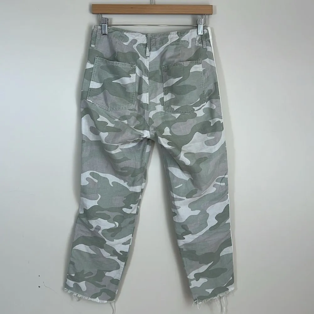 MOTHER The Shaker Chop Crop Fray Camo Pants Y2K Mid Rise Streetwear Size 26 White - Image 4
