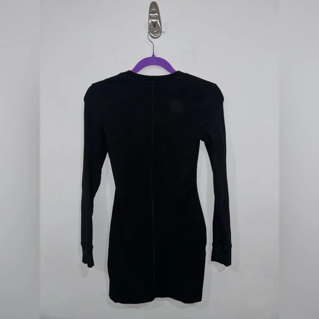 TNA Aritzia Homestretch Henley Ribbed Dress Black Small - Image 2