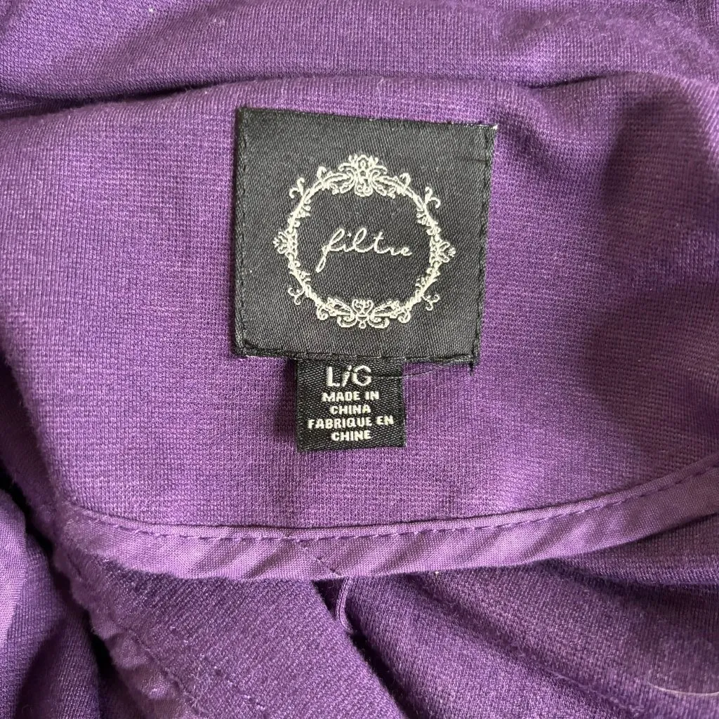 Filtre Ruffle Front Full Zip Jacket Large Purple Buttons Stretch Peplum - Image 7