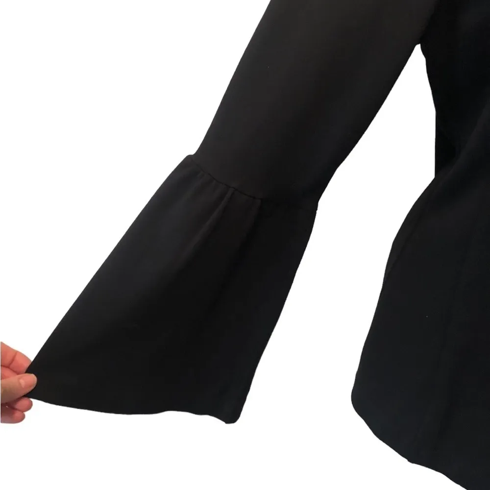 It’s a Party Top M Black Big Long Bell Sleeves V Neck Career To Cocktails - Image 5