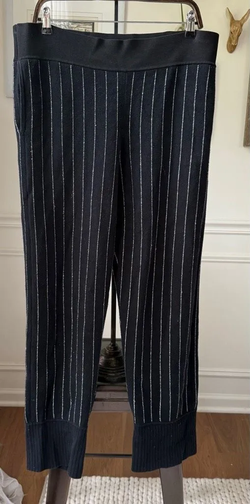 Opening Ceremony Black Knit Jogger Trousers Black Silver Stripe L - Image 1