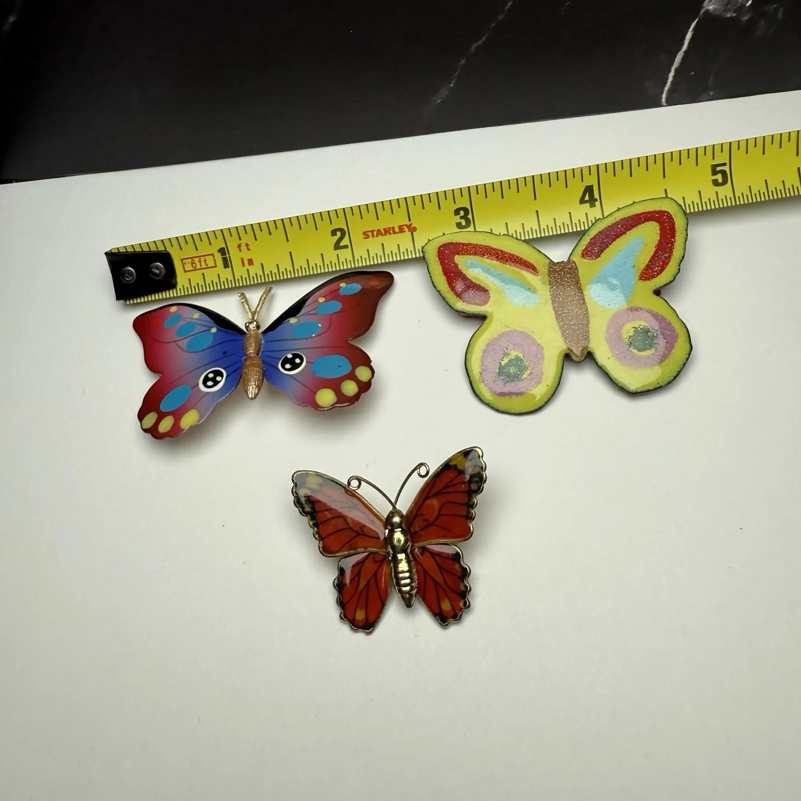 Colorful Butterfly Insect Brooch Pin Lot Of 3 Multicolor - Image 2