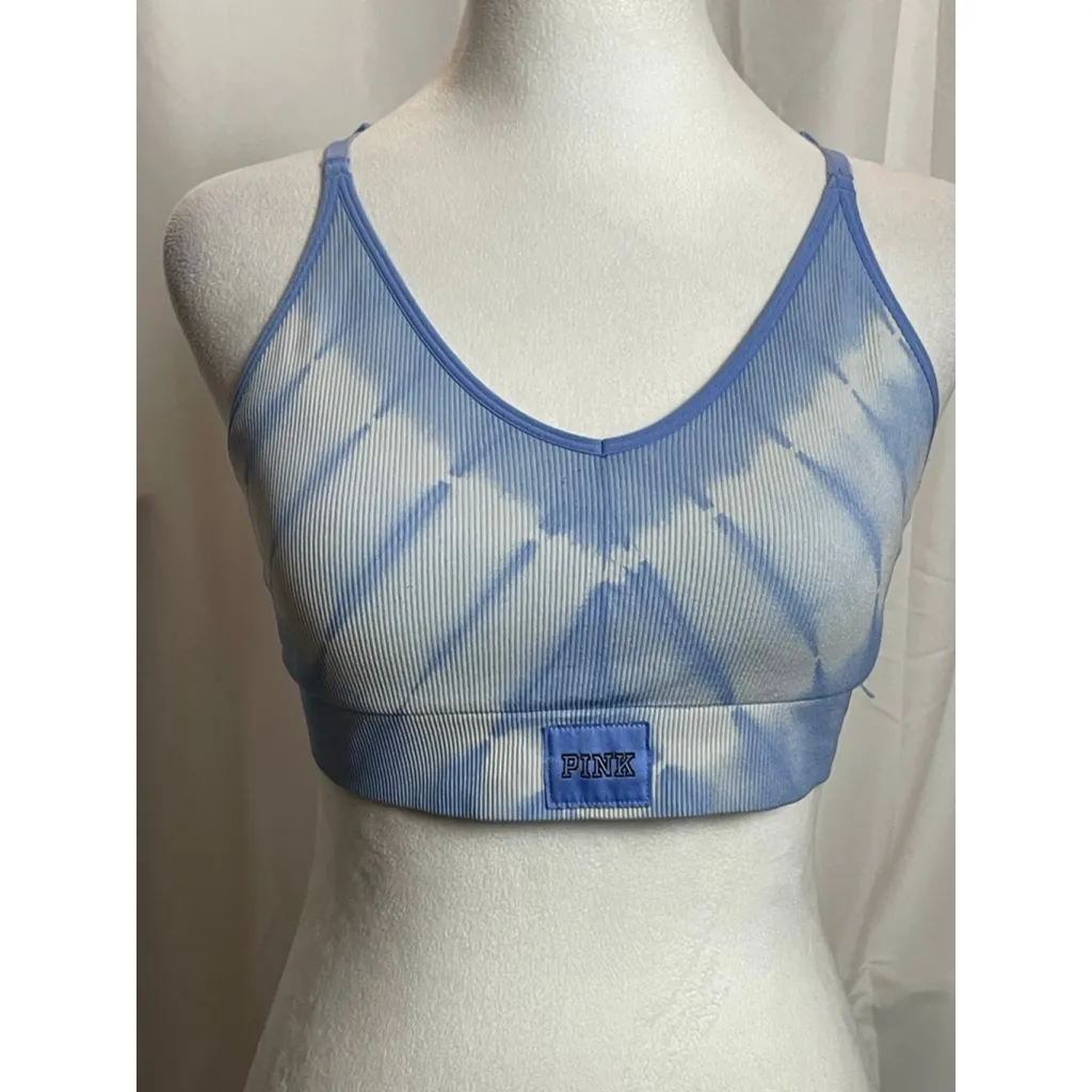 PINK Sports Bra Women's M Blue Tie Dye - Image 2