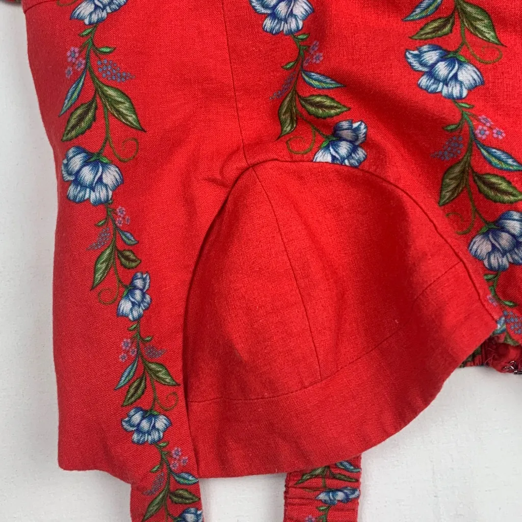 Farm Rio size large sweet bloom bouquet linen blend mini dress red floral boho - Image 6