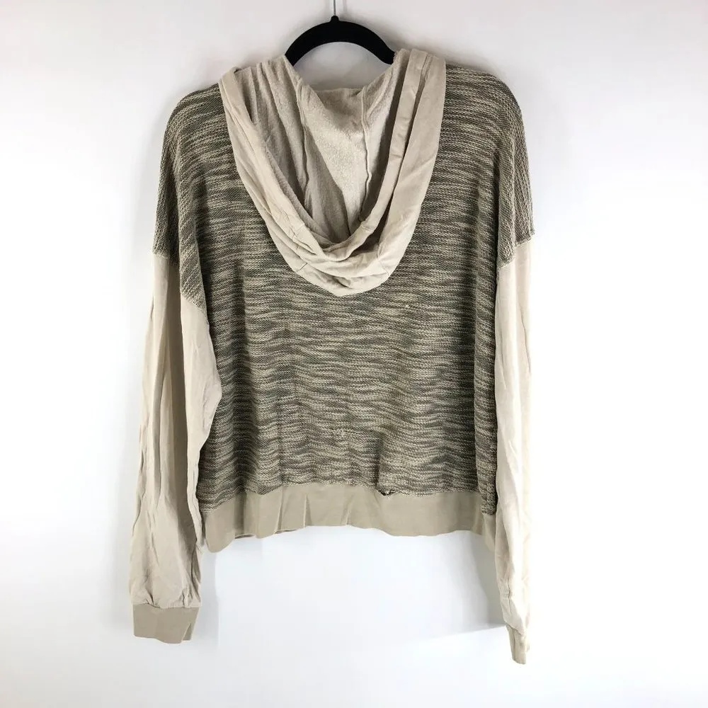 Electric & Rose Womens Sweater Hoodie Knitted Long Sleeve Drawstring Beige S Tan - Image 3