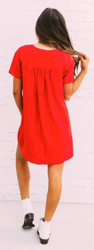 Babydoll Shift Dress Red - Image 3