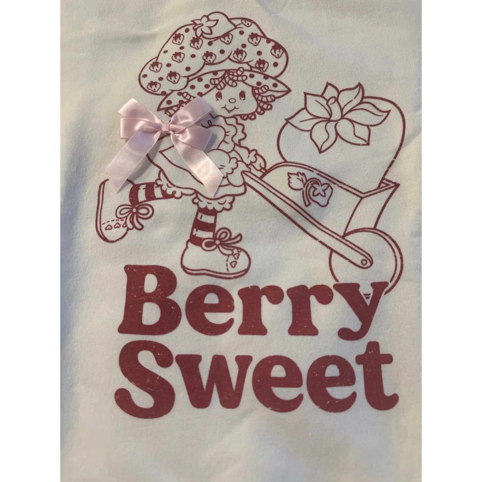 Strawberry Shortcake "Berry Sweet" Sweatshirt Women's Large Pink Bow Coquette - Image 2
