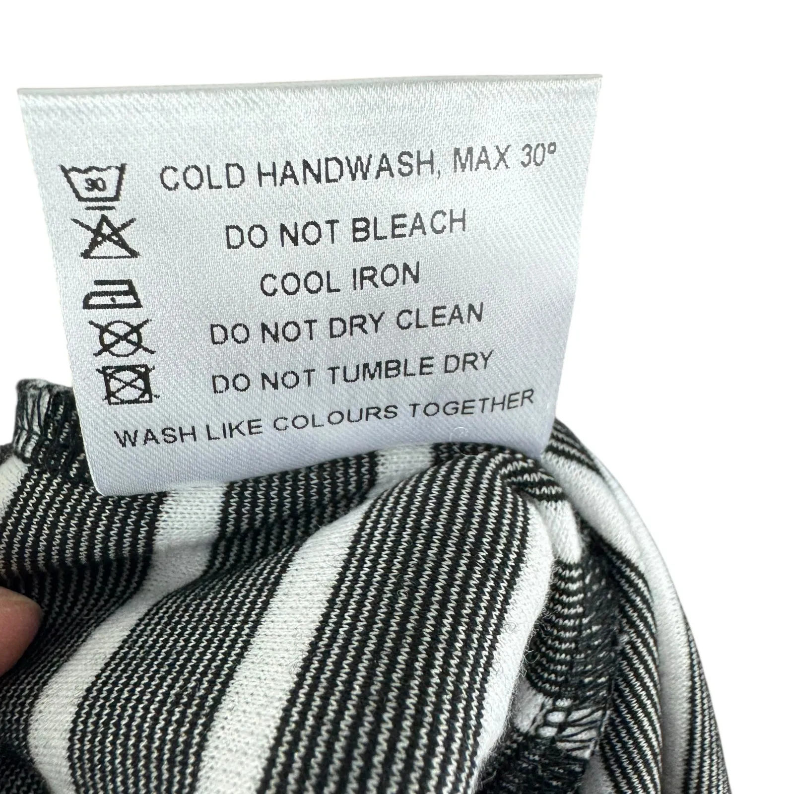 Poetry Black White Striped Short Sleeve Above Knee T-Shirt Dress Size 10 - Image 6