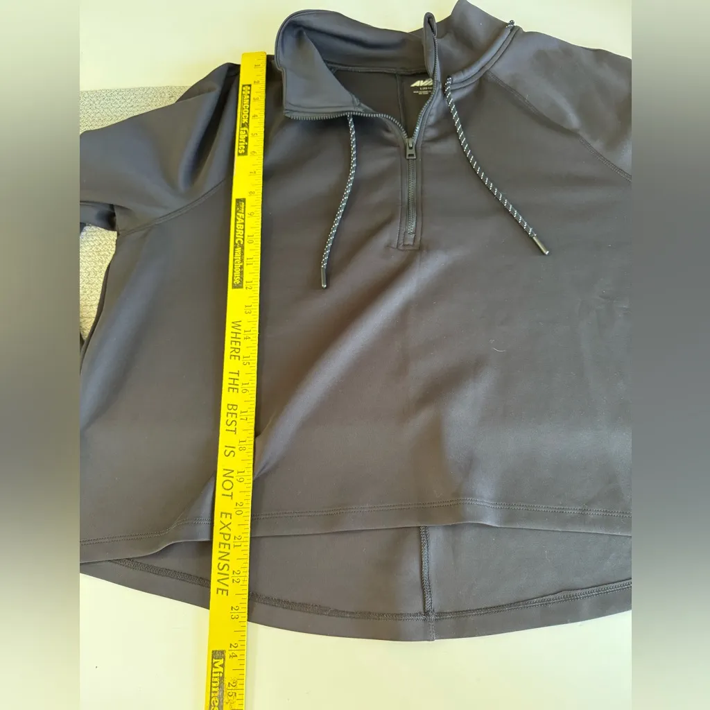 AVIA Black Scuba Cropped Funnel Neck Quarter Zip Top Sweatshirt Size Large - Image 10