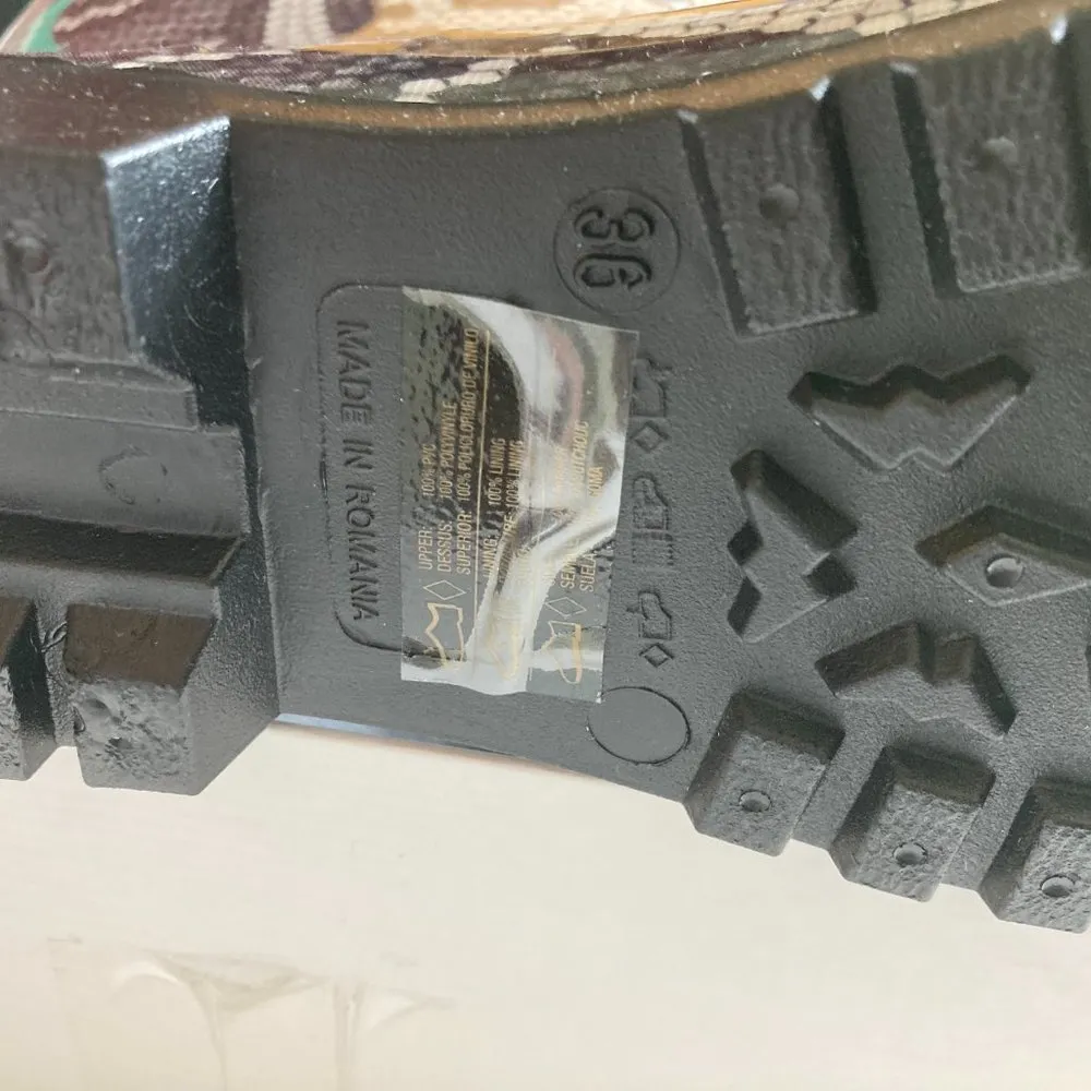 Just Cavalli women's 36 EU snake skin print tall lug sole Wellington rain boots - Image 6