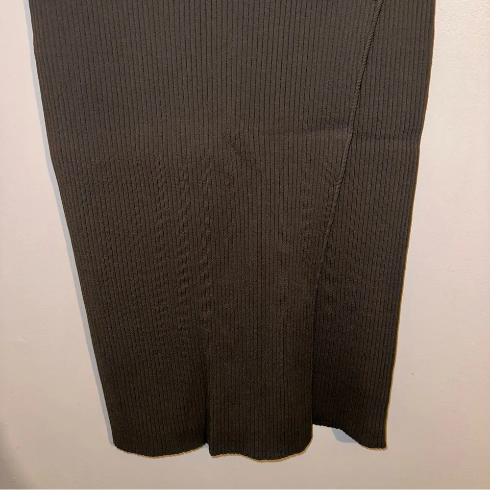 AKRIS PUNTO Faux-Wrap Ribbed-Knit Pencil Skirt “Teak” Gray/Brown Size US 10 🆕 - Image 7