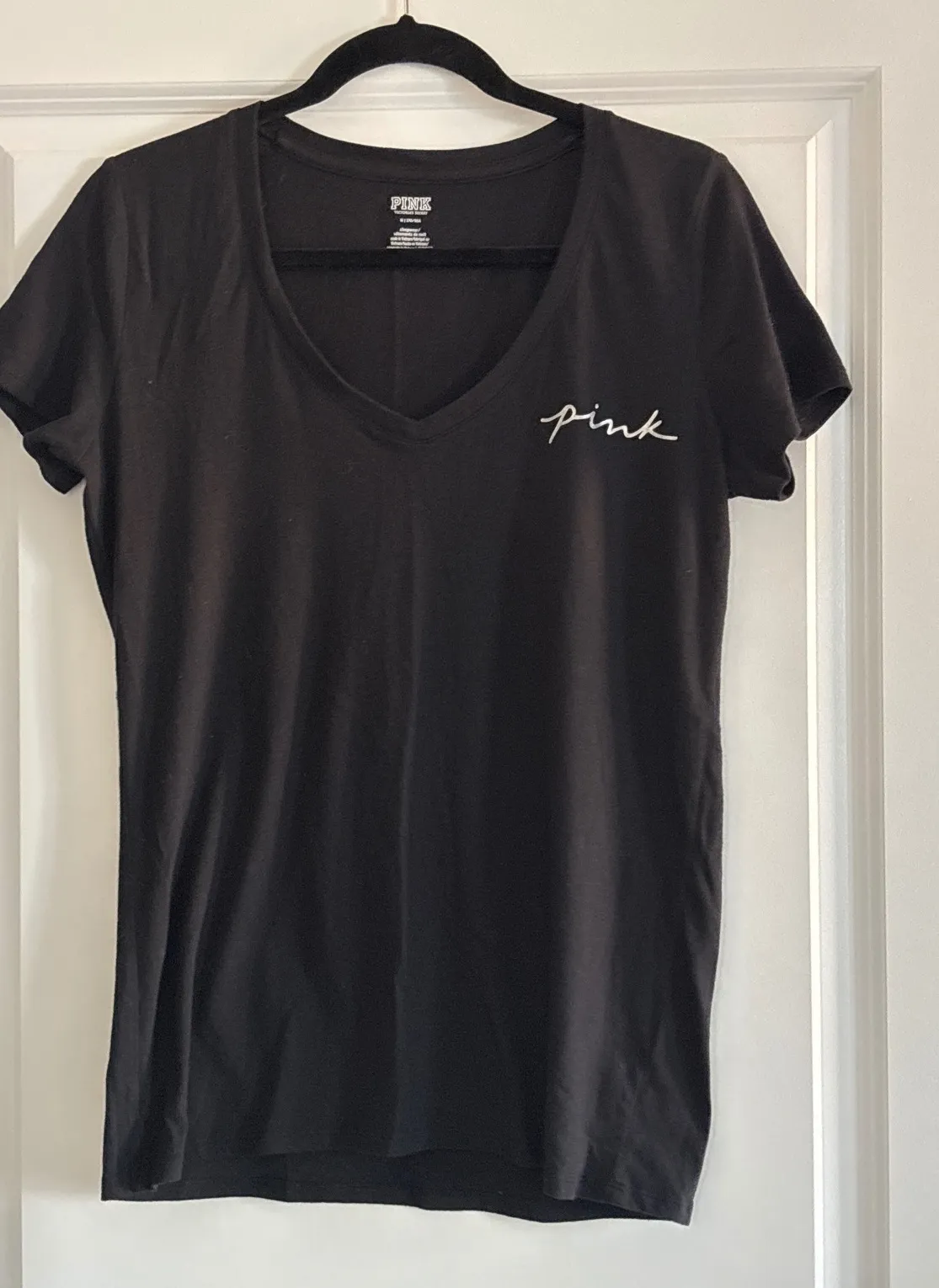 Victoria's Secret PINK Black Pajama Set Logo Tee & Sleep Shorts Medium - Image 1