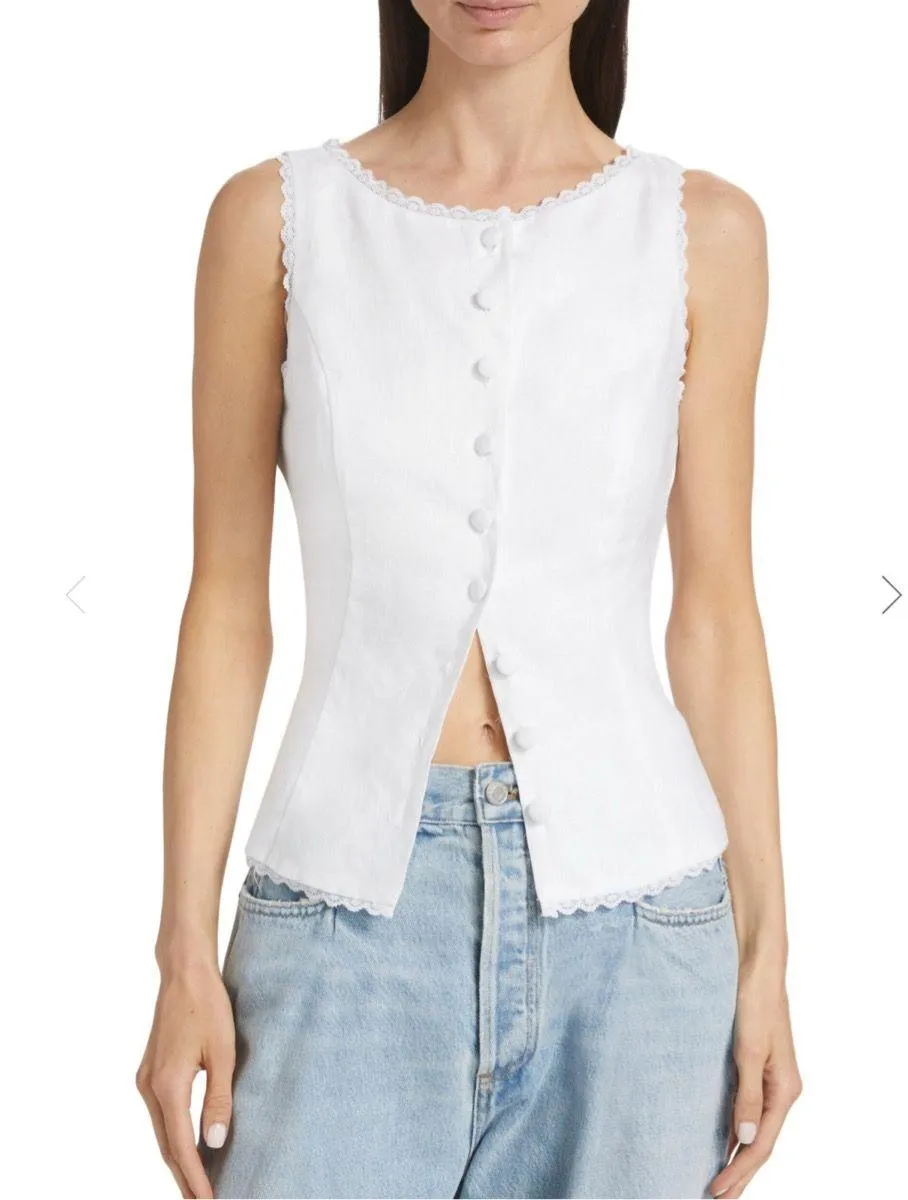 Reformation Amela Linen Top White - Image 2
