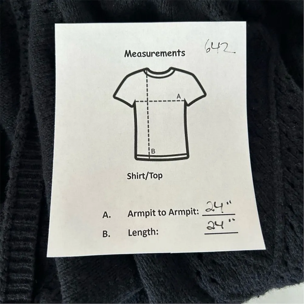 Anthropologie Knitted & Knotted Women's Black Cardigan Sweater Size M Open Front - Image 11