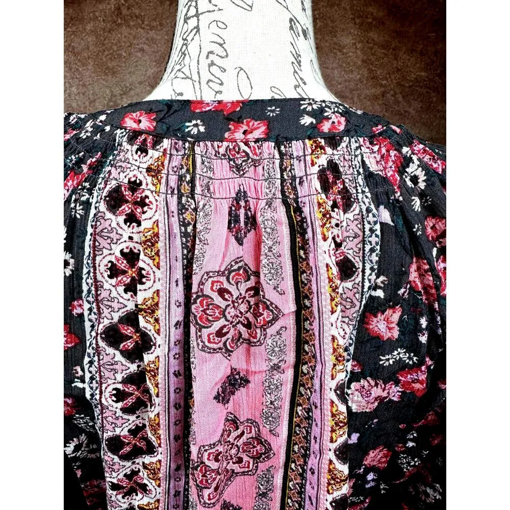 Mason & Belle Casey Tassel Detail Blouse Gray/Pink size S - Image 8