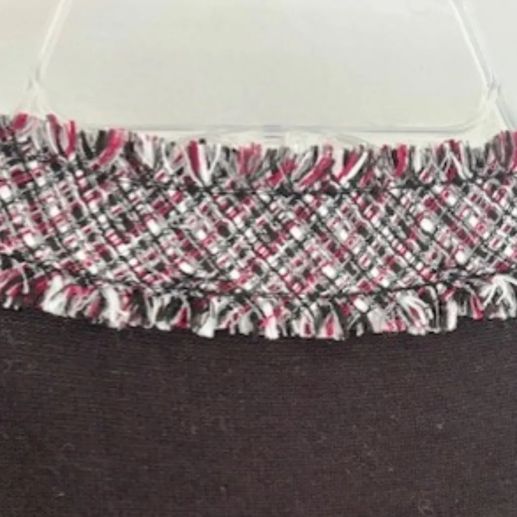 NWT Evan Picone Small Black Sweater Red White Fringe 3/4 Sleeve Career Work $79 - Image 4