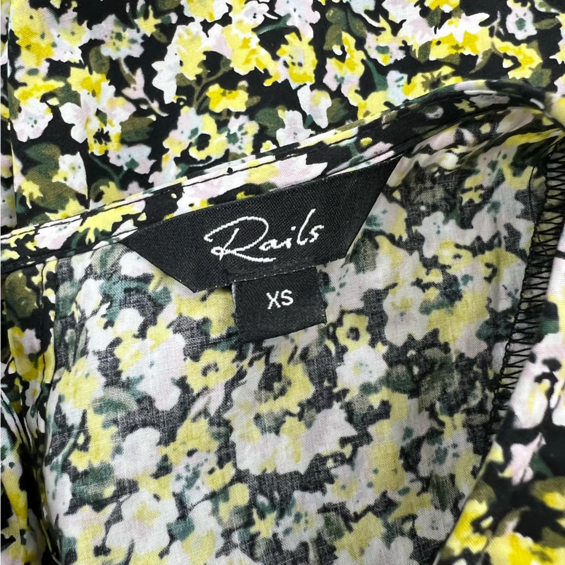 Rails The Louise Floral Tiered Cotton Blend Shift Dress
Yellow Black sz XS - Image 5