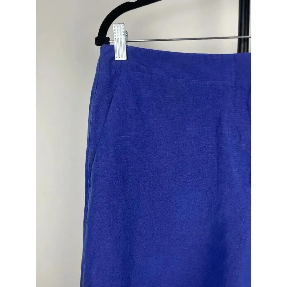 Lafayette 148 Blue Purple Ryerson Silk Linen Flat Front Bermuda Shorts Size 12‎ - Image 2
