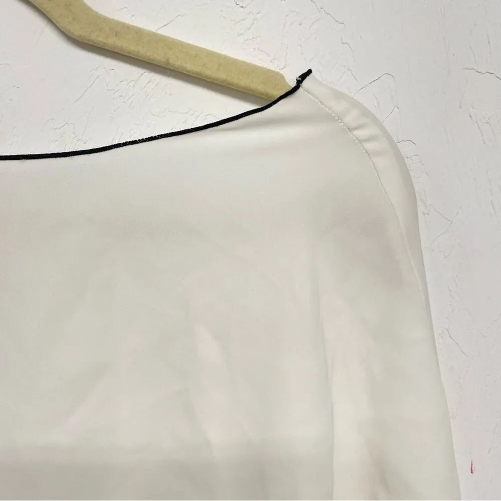 Babaton Aritzia White Silky Tie Front Cropped Blouse Womens XS Preppy Classic - Image 8