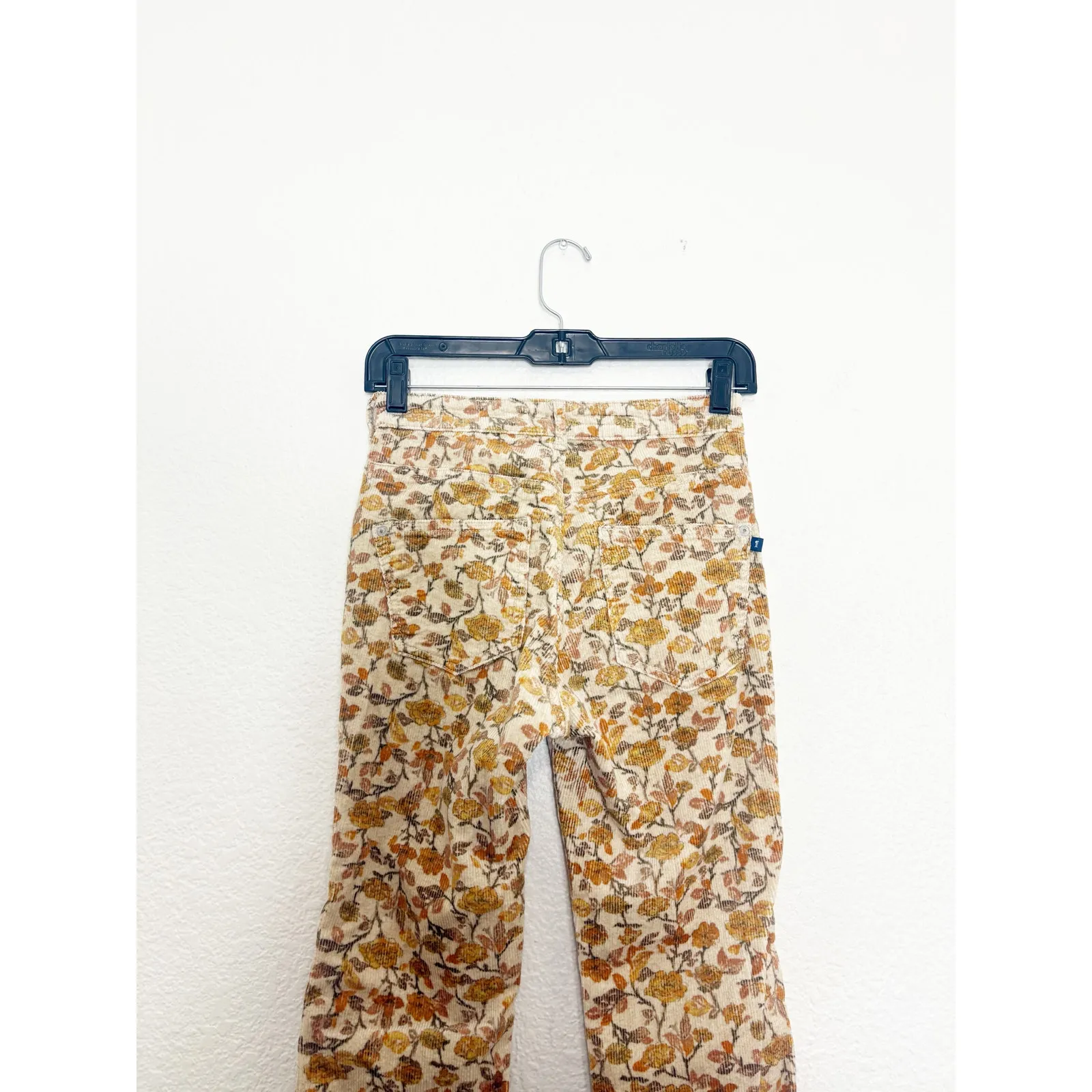 Anthropologie Pilcro The Icon Corduroy Floral Flare Pants Size 25 Yellow 70s - Image 13