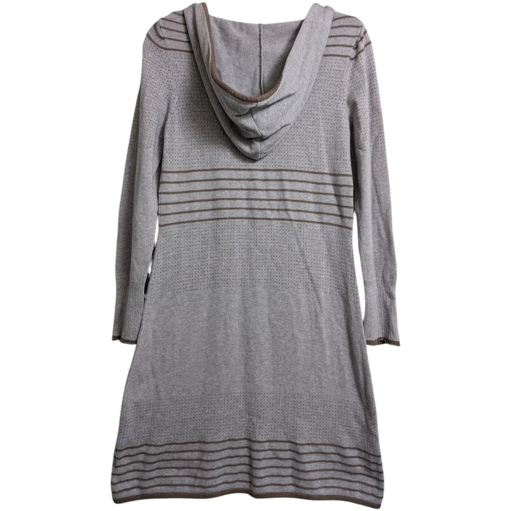 PrAna Mariette Dress Gray Hooded V-Neck Striped Sweater Size M - Image 5