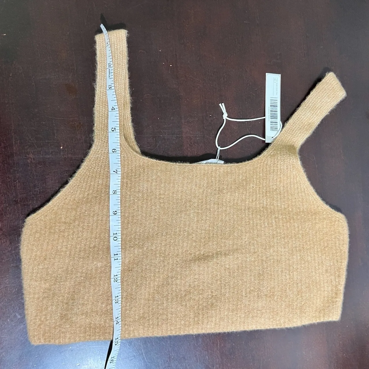 NWT Everlane Wool Yak Blend Crop Tank Top Camel Beige Ribbed Knit XL - Image 10
