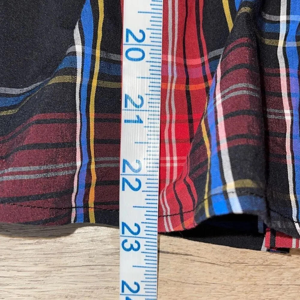 Draper James RSVP Womens Plaid Elbow Sleeve Smocked Peplum Top Red Multi Large - Image 8