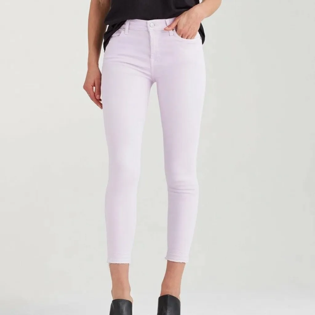 7 For All Mankind NWT The Ankle Skinny Raw Hem Womens 28 Lavender Purple Stretch - Image 2
