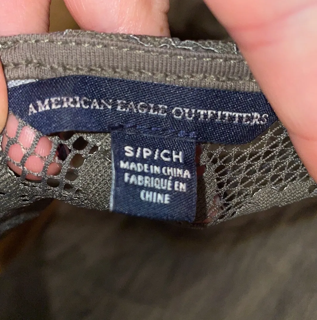 American Eagle Olive Green Long Sleeve Crop Top - Image 3