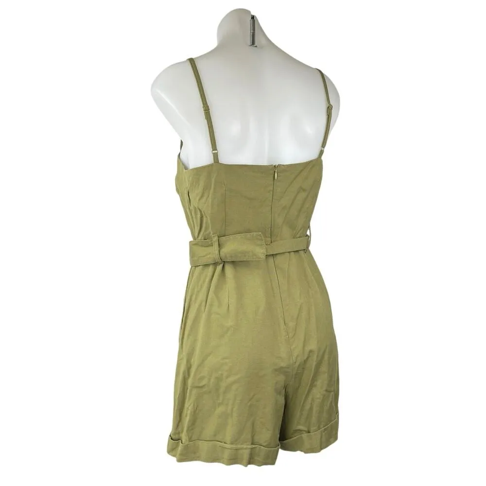 Asos Design Women's Green Sleeveless Belted Cami Camisole Romper Shorts Size 6 - Image 2