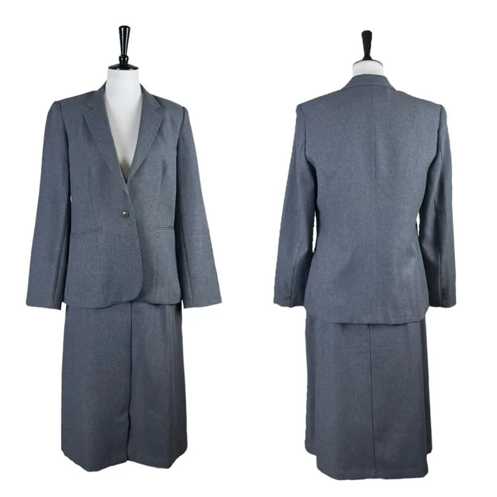 Levi’s Vintage Suit Blazer Midi A-line Skirt Wool Blend Gray Women’s Size 8 - Image 15
