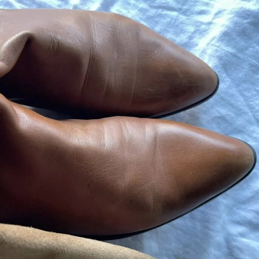 Vintage M Giovanni Z Women’s Leather Long Boots Brown Heel Western Sz 7 Italy - Image 12